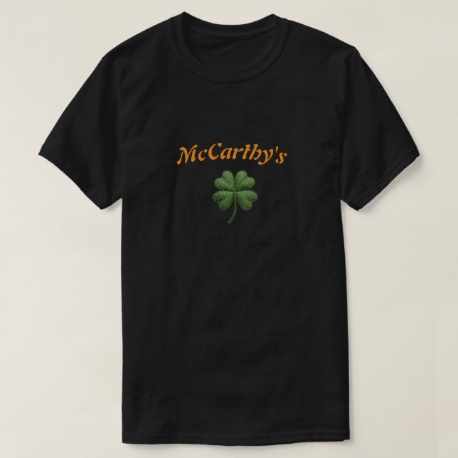 Custom Irish Name Shamrock St Patrick’s T-Shirt (Design Front)