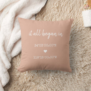 Custom It All Began Coordinates Pink Valentines Cushion