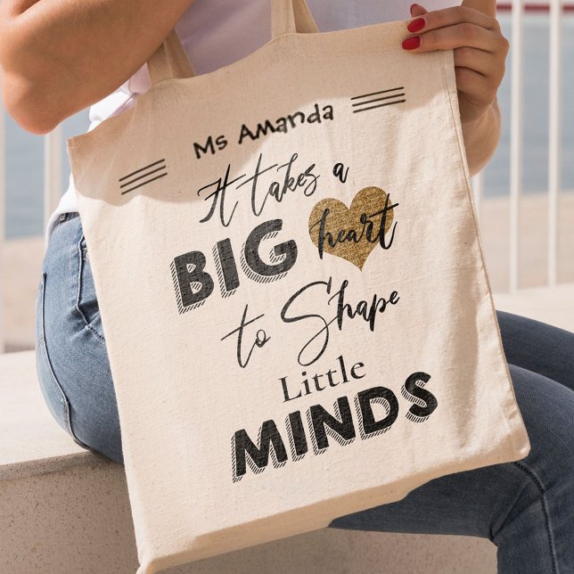 Custom | It Takes Big Heart | Teacher Appreciation Tote Bag (Creator Uploaded)