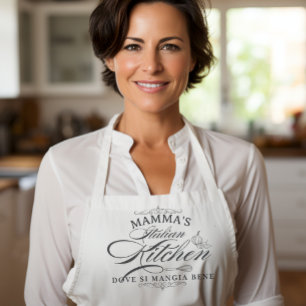 Custom Italian Kitchen Elegant Typography Apron