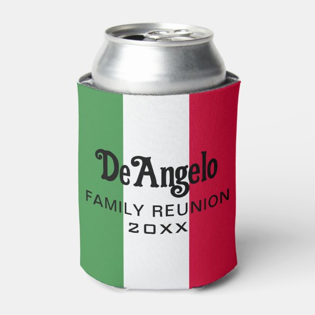 Custom Italian Surname Flag Colours Reunion Can Cooler (Can Front)
