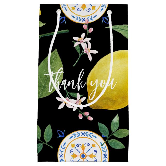 Custom Italian Tile Botanical Small Gift Bag (Front)