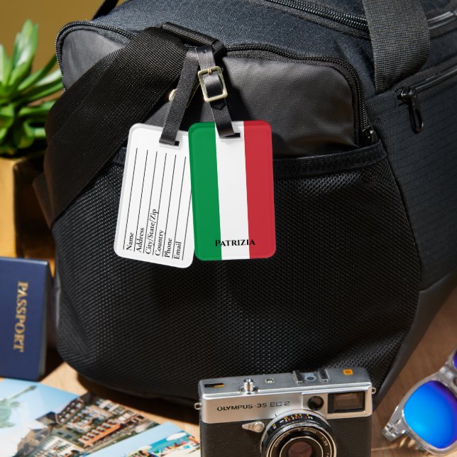 Custom Italy Flag Italian Flag travel Luggage Tag (Front & Back)