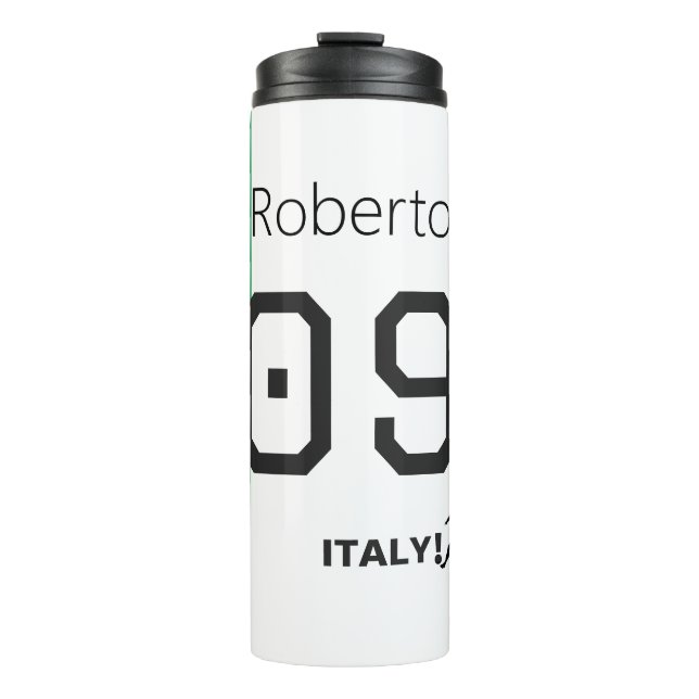 Custom Italy Soccer Fan Jersey Style National  Thermal Tumbler (Front)