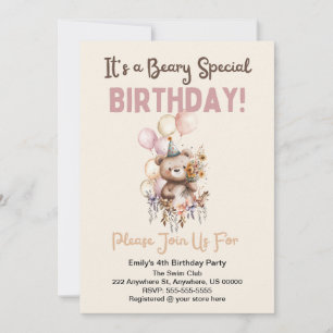 Custom it's a Beary Special Birthday Invitation 
