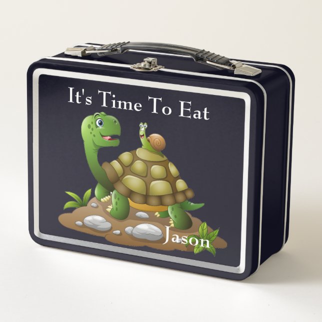 Custom It's Time To Eat Metal Lunchbox (Front)