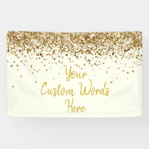 Custom Ivory Gold Birthday Party Photo Booth Prop Banner