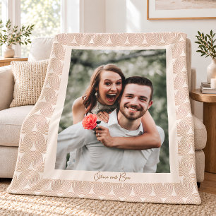 Custom Ivory Taupe Arch Mid Century Modern Photo Fleece Blanket