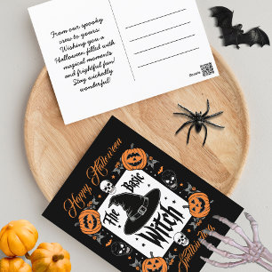 Custom Jack o Lantern Retro Basic Witch Halloween Postcard