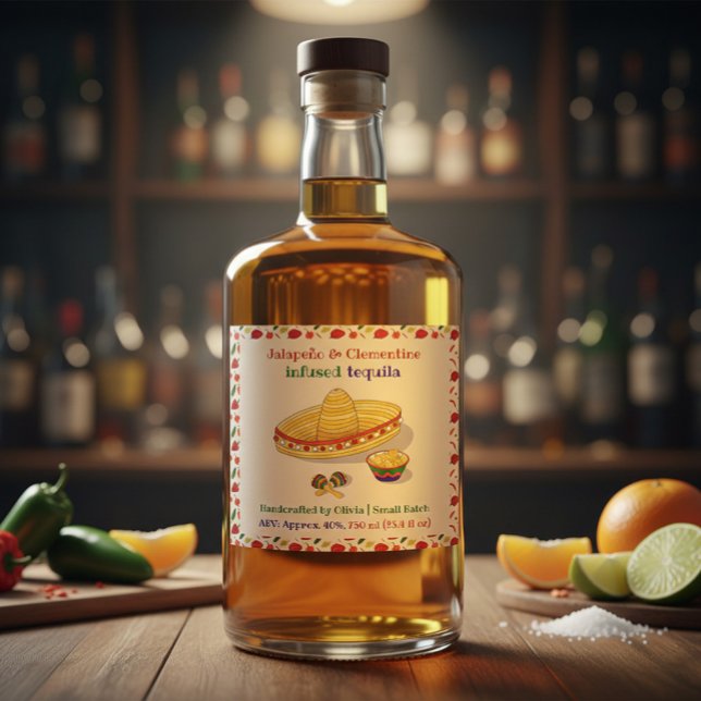 Custom Jalapeño & Clementine Infused Tequila Label (Creator Uploaded)