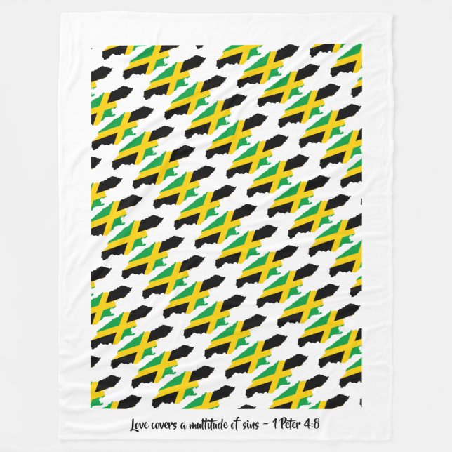 Custom JAMAICA FLAG Fleece Blanket (Front)