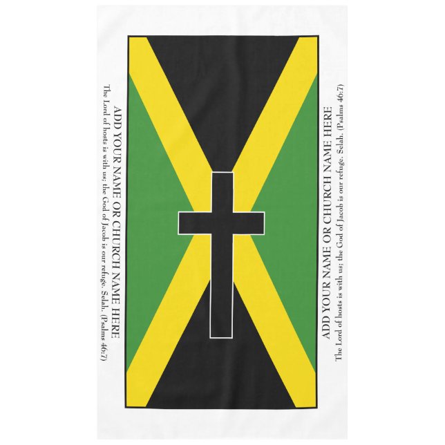 Custom Jamaica Flag with Black Cross Pall Tablecloth (Front)