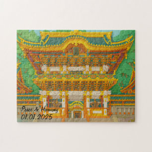 Custom Japan Landscape Travel Aesthetic Temple Jigsaw Puzzle