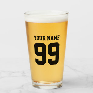 Custom jersey number and name sports beer glass