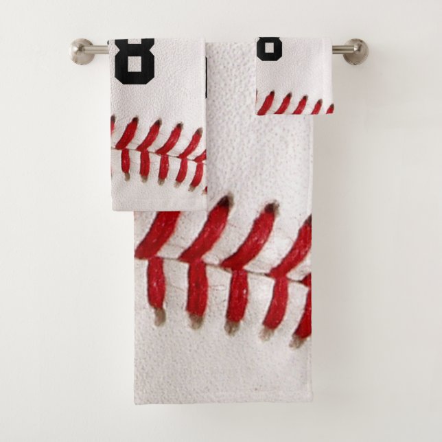 Custom Jersey Number Baseball Player Design Bath Towel Set (Insitu)