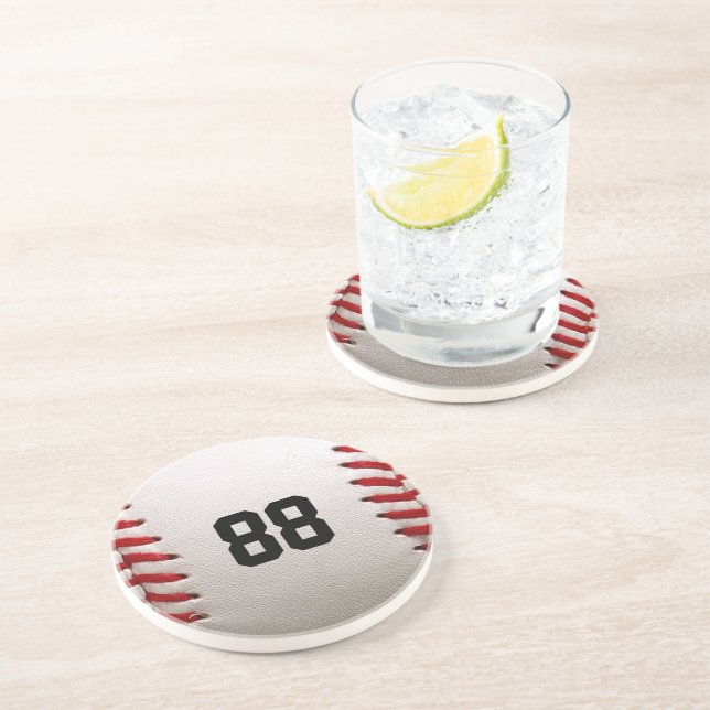 Custom Jersey Number Baseball Player Design Coaster (Side)