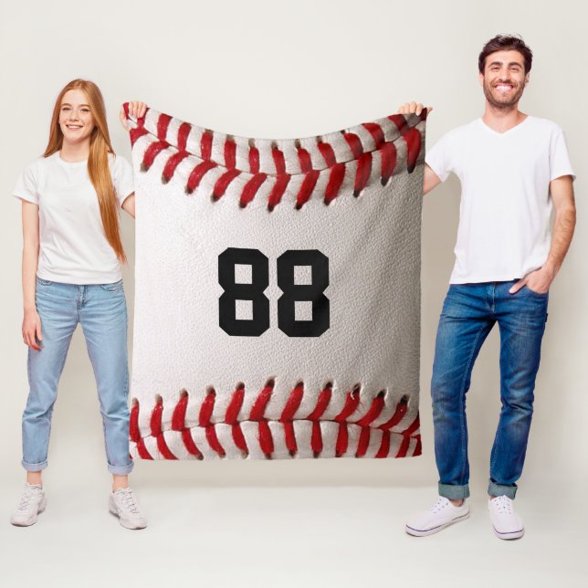 Custom Jersey Number Baseball Player Design Fleece Blanket (In Situ)