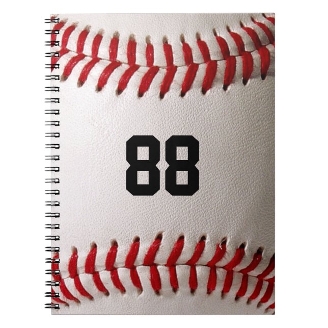 Custom Jersey Number Baseball Player Design Notebook (Front)