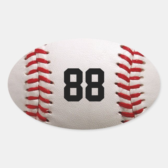 Custom Jersey Number Baseball Player Design Oval Sticker (Front)