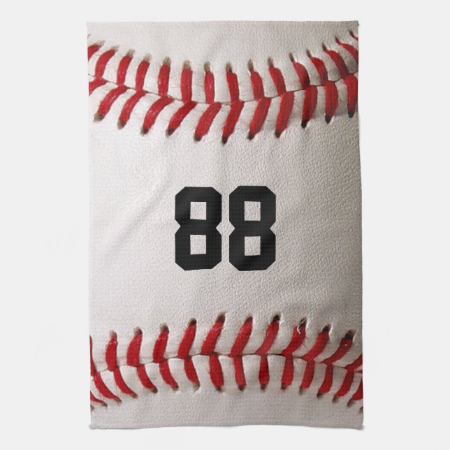 Custom Jersey Number Baseball Player Design Tea Towel (Vertical)