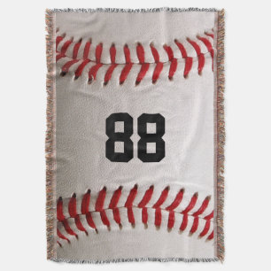 Custom Jersey Number Baseball Player Design Throw Blanket
