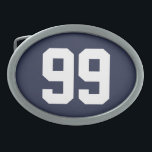 Custom jersey number belt buckle for him or her<br><div class="desc">Custom sports jersey number belt buckle for him or her. Add your own lucky number. Cool Birthday or Holiday gift idea for men women and teen kids. Blue or custom colour background. Personalised beltbuckles for dad, husband, boyfriend, son, daughter, sister, friend, boss, co worker, etc. Create a unique present for...</div>
