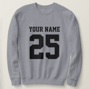 Custom jersey number grey sweatshirt for men