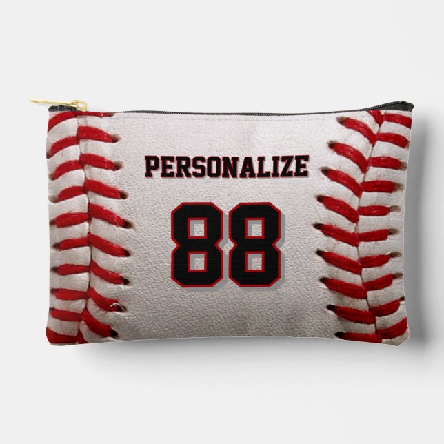 Custom Jersey Number & Name Baseball Player Design Accessory Pouch (Front)