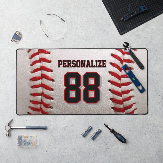 Custom Jersey Number & Name Baseball Player Design Desk Mat (Workstation)