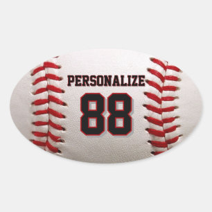 Custom Jersey Number & Name Baseball Player Design Oval Sticker