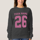 Custom jersey number pink grey sweater for women<br><div class="desc">Custom jersey number pink grey sweater for women. Cool top for fans for football,  basketball,  soccer and other sports. Bold athletic typography template. Also great for teams. Personalise this sweatshirt with your own name and digits.</div>