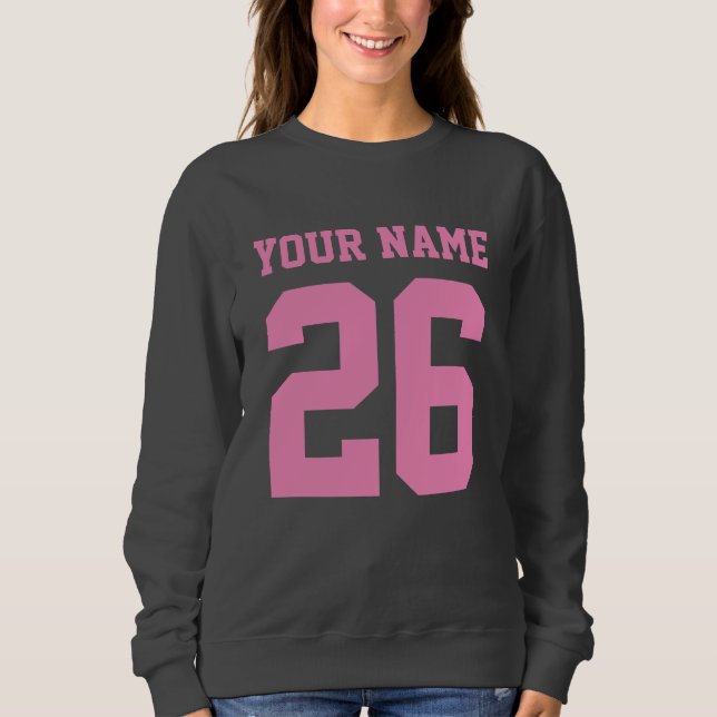 Custom jersey number pink grey sweater for women (Front)