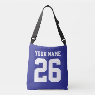 Custom jersey number sporty blue cross body bag
