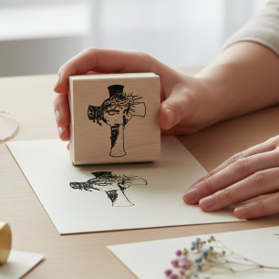 Custom Jesus Cross Wooden Rubber Stamp