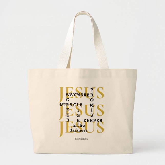 Custom JESUS Waymaker Christian Large Tote Bag (Front)