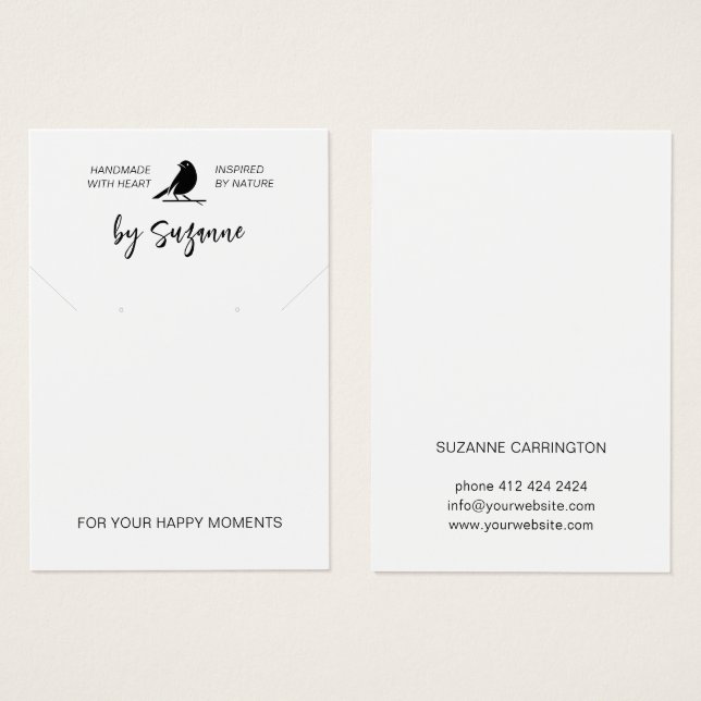 Custom Jewellery Earring Display Card Template (Front & Back)