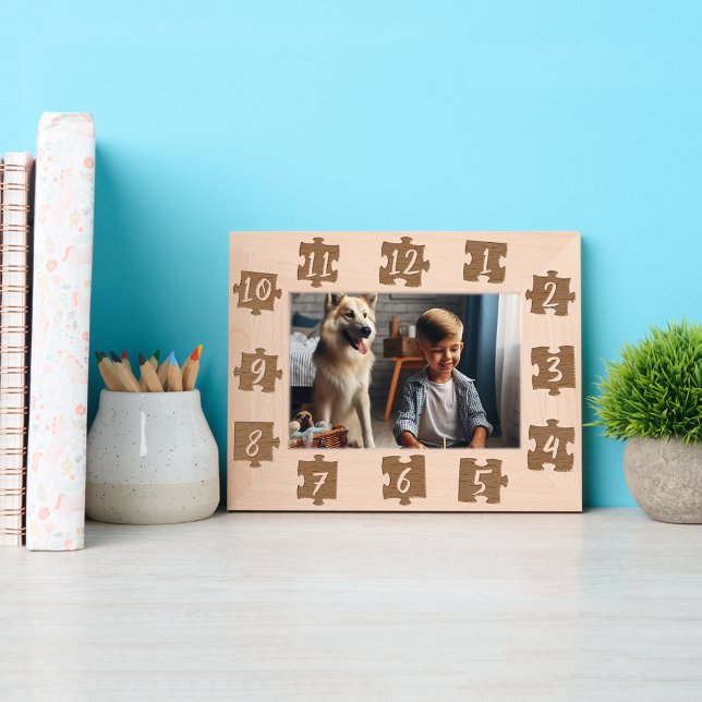 Custom Jigsaw Pieces, Clock Numbers Kid's Photos Etched Frames (Creator Uploaded)