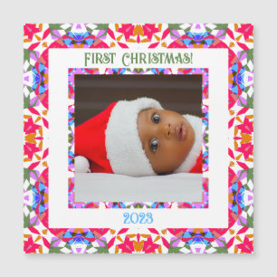 Custom Jolly Festive Christmas Photo Magnetic Gift