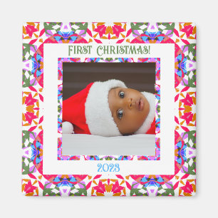 Custom Jolly Festive Christmas Photo Picture Frame Magnet