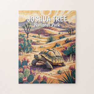 Custom Joshua Tree Tortoise Retro Desert Landscape Jigsaw Puzzle