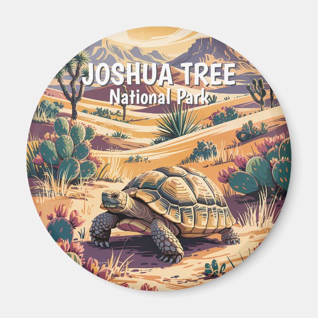Custom Joshua Tree Tortoise Retro Desert Landscape Magnet (Front)