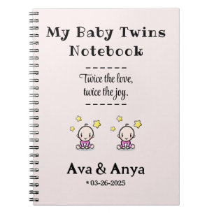 Custom Journal, Personalised Baby Girl Twins,    Notebook
