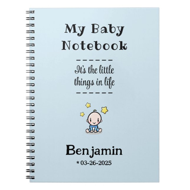 Custom Journal & Planner, Personalised Baby Boy   (Front)