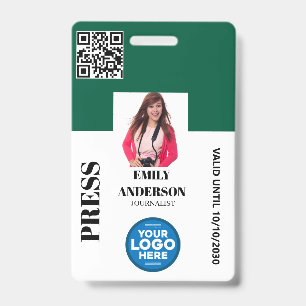 Custom Journalist Media Pass Photo ID Logo BLACK Badge