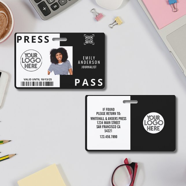 Custom Journalist Press Photo ID Logo Horizontal  ID Badge (Creator Uploaded)