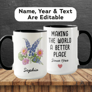 Custom July Birth Flower - Personalised Name Mug