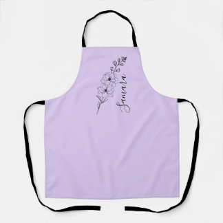 Custom July Delphinium Birth Flower Gift for Birth Apron