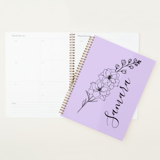 Custom July Delphinium Birth Flower Gift for Birth Planner (Display)
