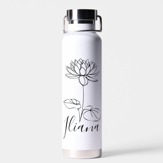 Custom July Water Lily Birth Flower Gift for Birth Bottle (Back)