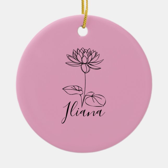 Custom July Water Lily Birth Flower Gift for Birth Ceramic Ornament (Front)